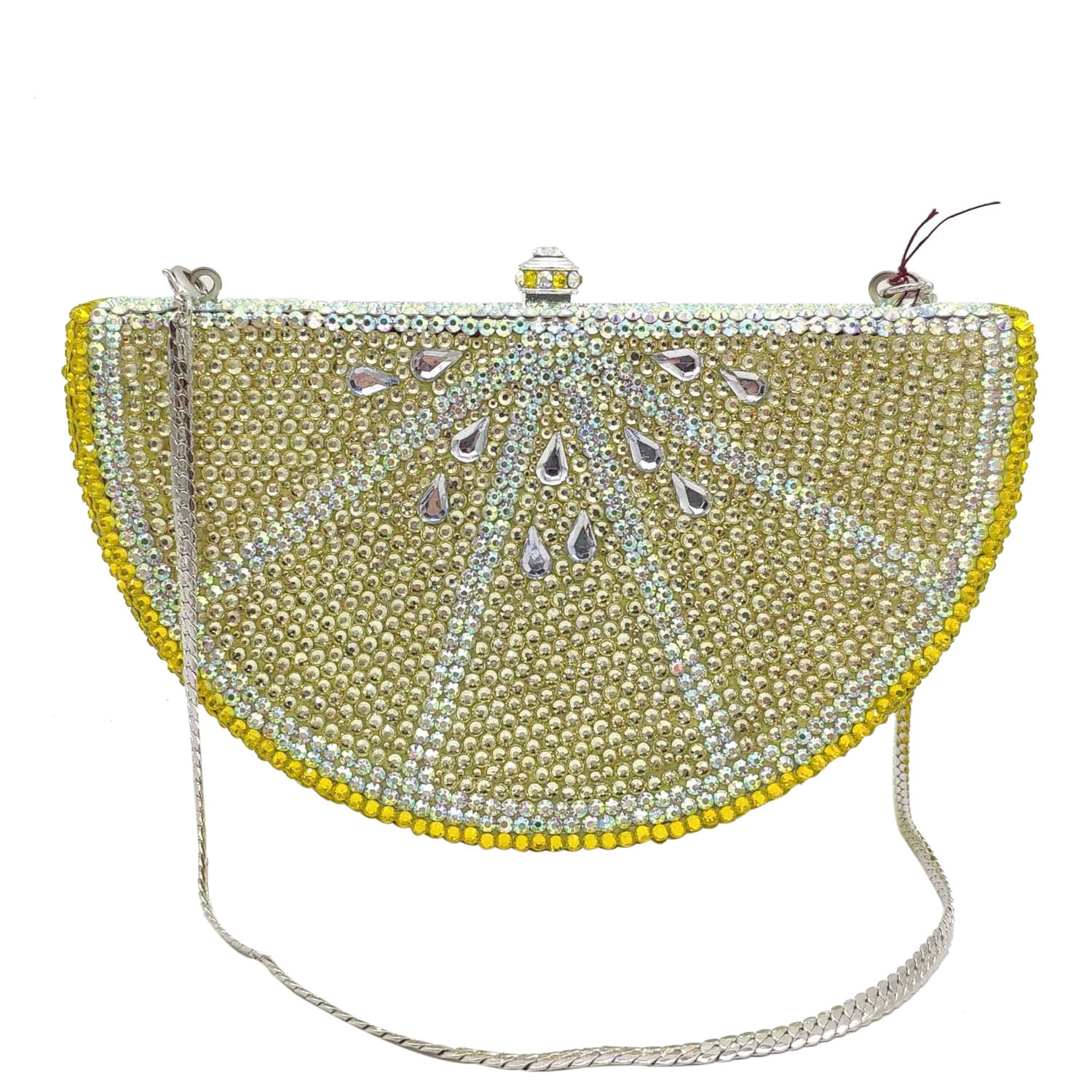 Fashion Lemon Flat Bottom Diamond Clutch Bag display picture 2