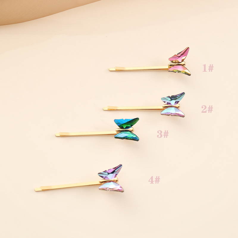 Fashion Multicolor Glass Butterfly Hairpin display picture 2