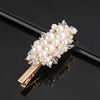 Woven hair accessory handmade, hairgrip from pearl with bow, hairpins, Korean style, internet celebrity, simple and elegant design