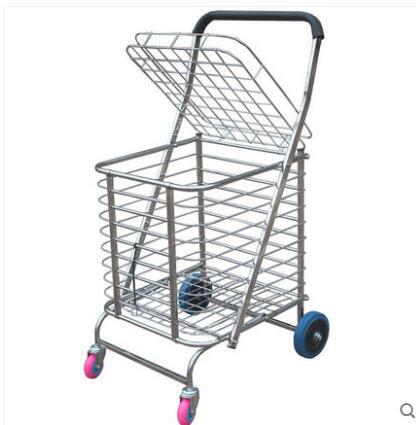 大号不锈钢购物车 买菜小拉车可折叠爬楼手拉便携菜篮手推拖车