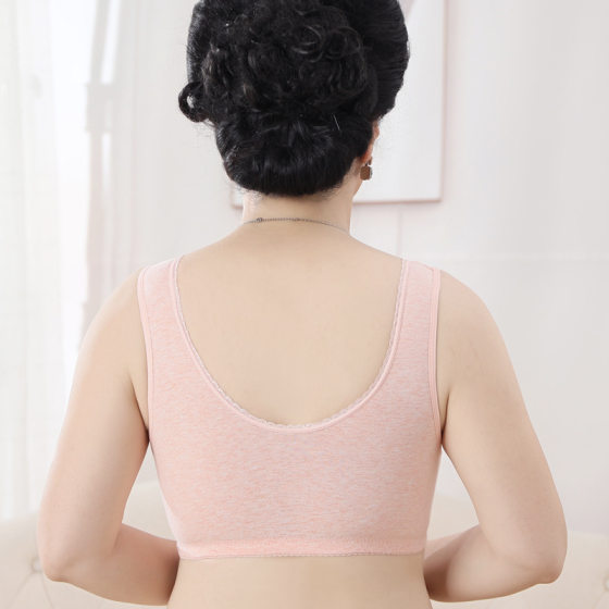 Cotton no steel ring middle-aged bra vest front buckle mother underwear large size cotton bra manufacturers wholesale
