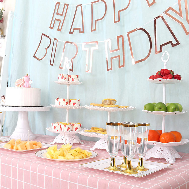 Birthday Solid Color Plastic Party Cake Stand display picture 1