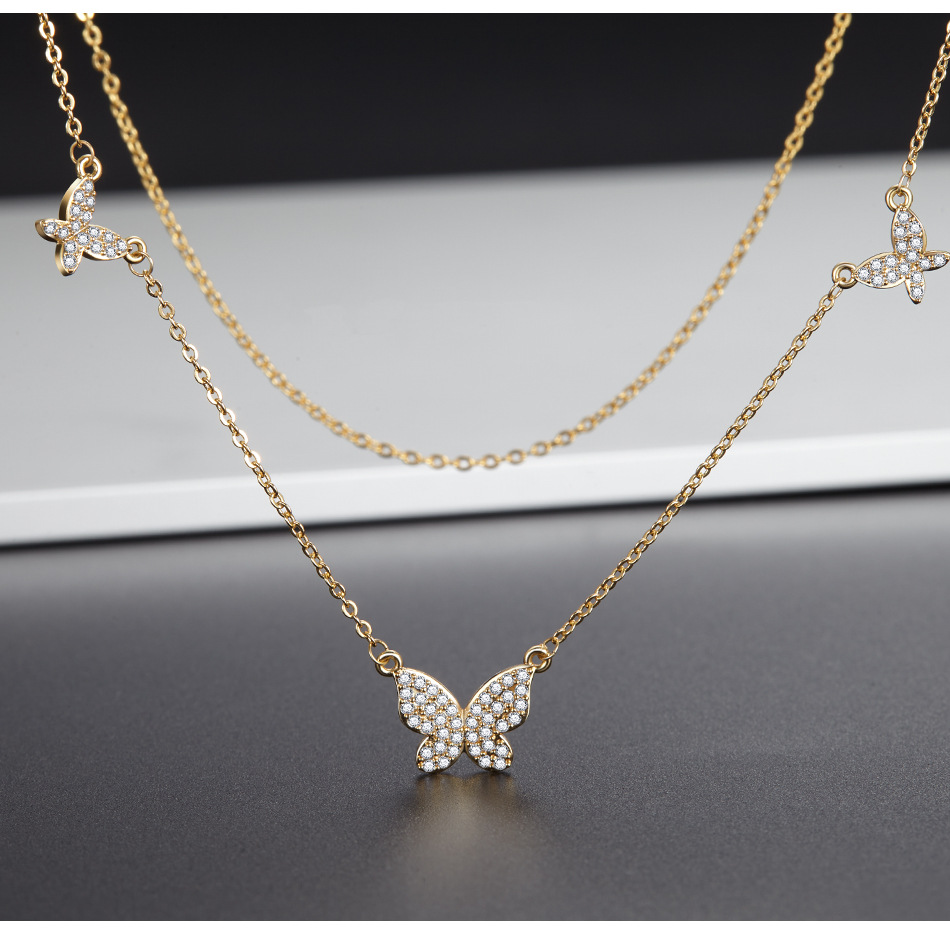 Wholesale Jewelry Fashion Butterfly Copper Inlaid Zircon Necklace Nihaojewelry display picture 2