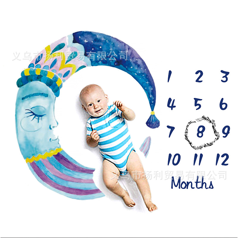 里程碑毯子涤纶婴儿拍照背景布ins创意婴儿毯婴儿用品可定制LOGO