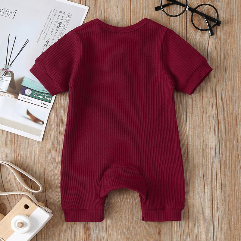 Baby One-piece Solid Color Fashion Summer Short-sleeved Baby Romper display picture 4