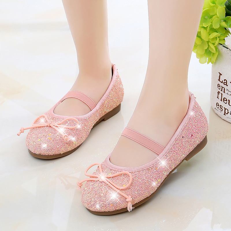 Girls leather shoes, children's single s...