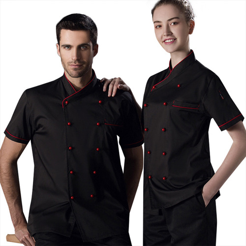 Summer foreign trade chef uniforms, short-sleeved overalls, double-breasted coats, overalls, men's and women's restaurant kitchen professional attire wholesale