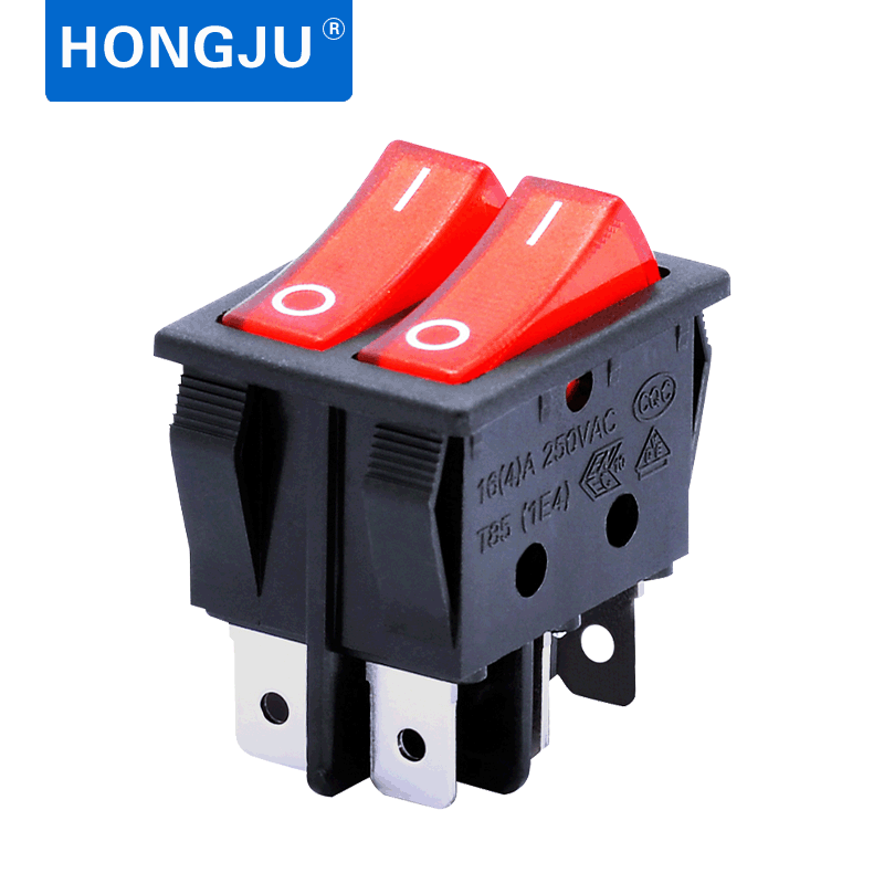 厂家批发 船型电源开关 认证翘板开关 双联开关 3C认证