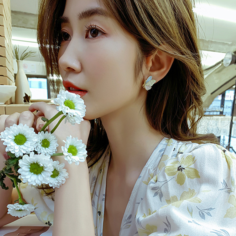 Fashion Color Schmetterling Tropföl Lackiert 925 Silber Nadel Koreanische Legierung Ohrringe display picture 1