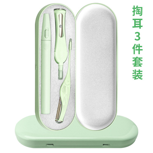 Manufacturer of children's light-emitting ear scoop baby's ear picking tool visible earwax and booger tweezers ear scoop set