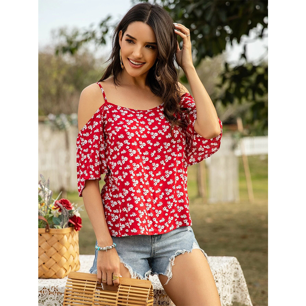 Fashion Loose Printed Trumpet Sleeve T-shirt NSSA40029