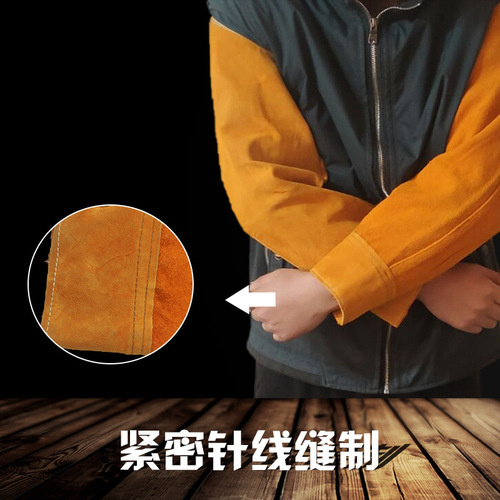 Cowhide welding apron, wear-resistant, heat-insulating apron sleeves and foot covers, heat-insulating, anti-scalding, anti-spark splash welding suit