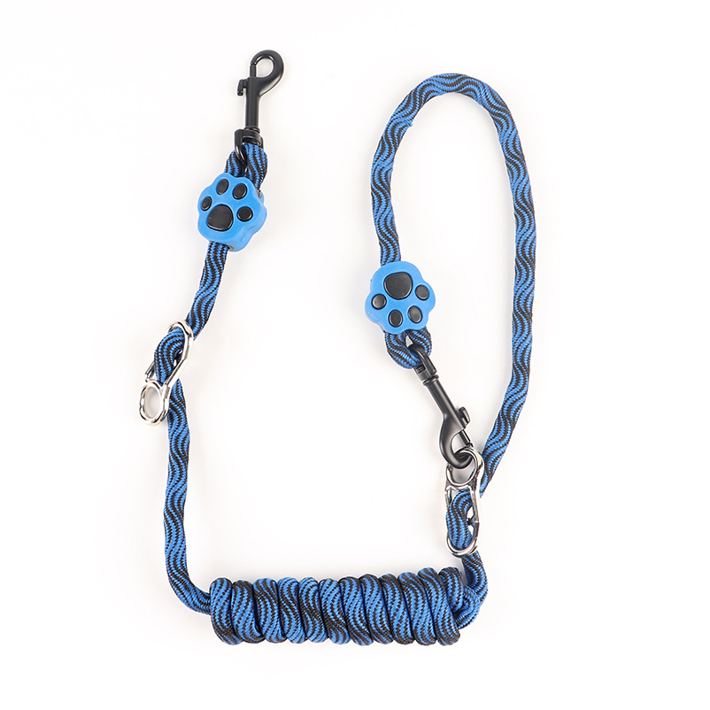 Tedora nueva cuerda de tracción para mascotas un arrastre dos multifuncionales a prueba de explosiones de perforación de nylon de doble cabeza cuerda para caminar suministros para mascotas