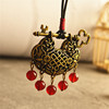 Retro accessory, ethnic bronze protective amulet, pendant, necklace, cotton and linen, ethnic style