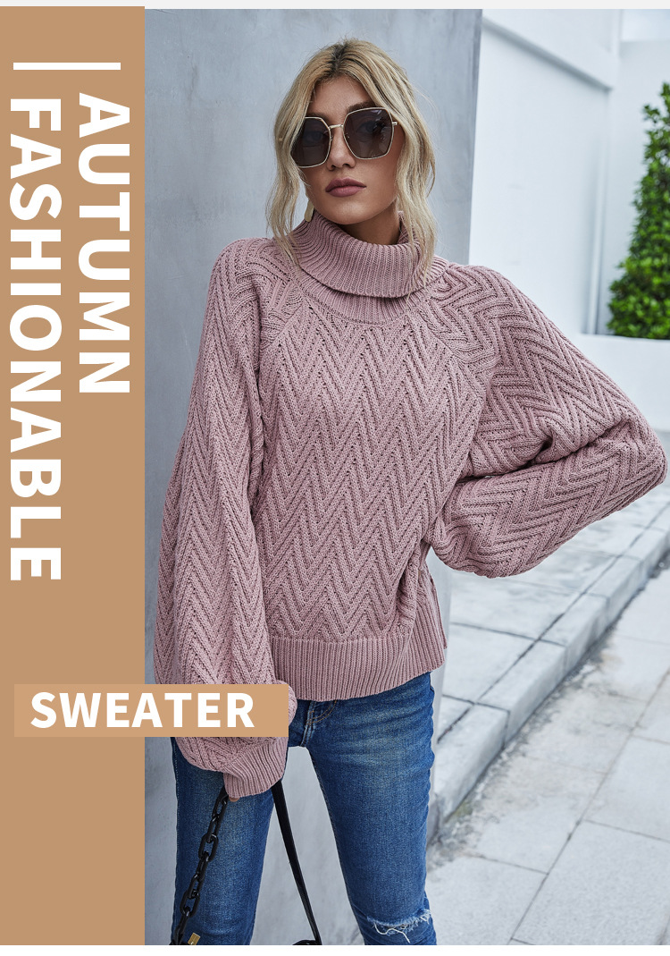 loose pullover turtleneck sweater NSYH7127