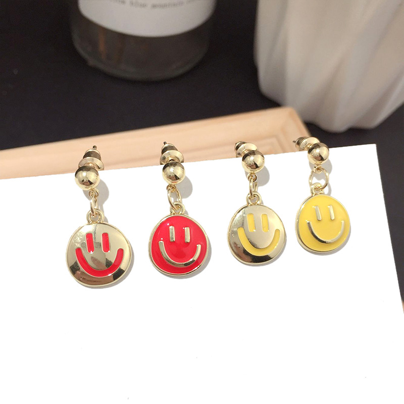 Korean New Fashion Smiley Childlike Silver Needle Earrings Super Fairy Trend Earrings Wholesale Nihaojewelry display picture 2