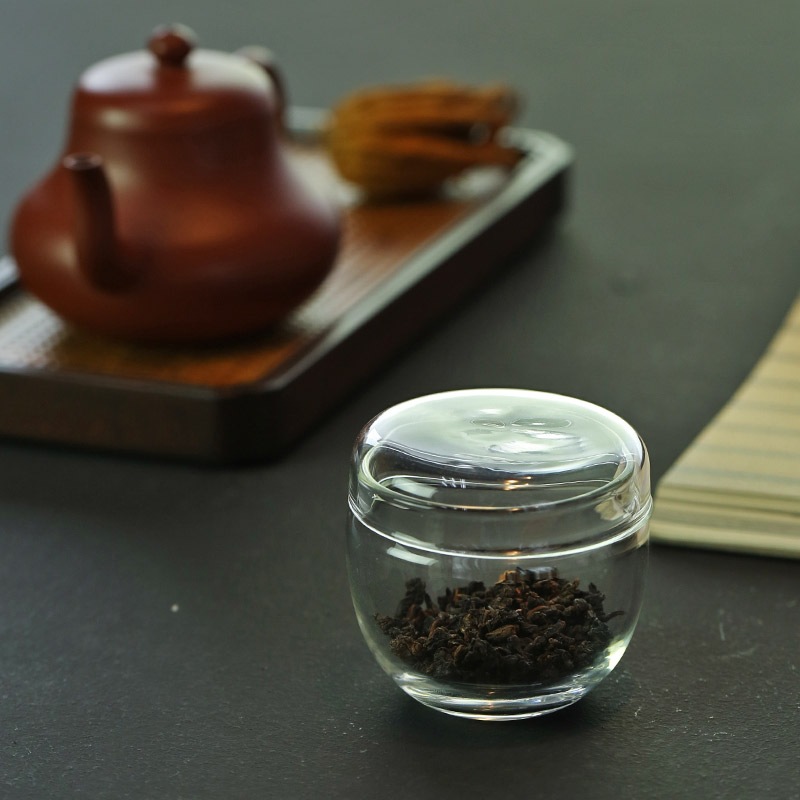 茶叶罐茶仓便携透明玻璃日式醒茶罐便携旅行香粉罐非密封玻璃罐|ru