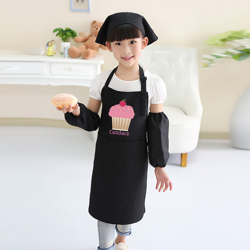 Moda coreana de los niños delantal sin mangas leche tienda de té tienda de postres supermercado estudio delantal impresión personalizada logotipo