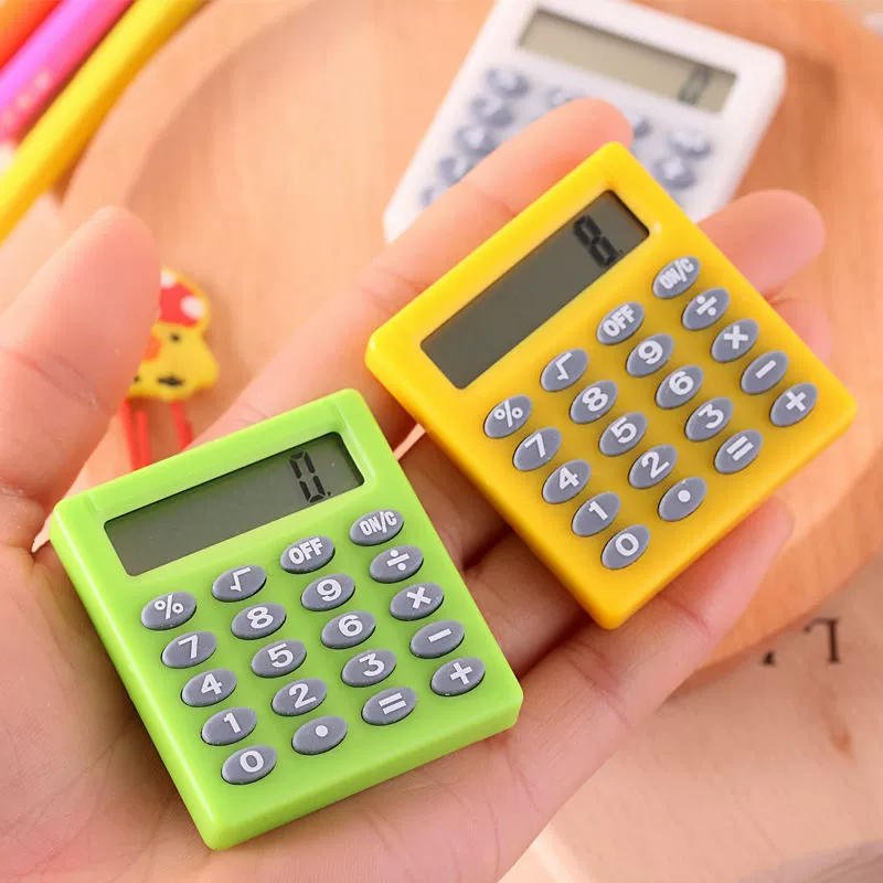 Cross -border cartoon mini calculator small square pocket button battery calculator candy color computer
