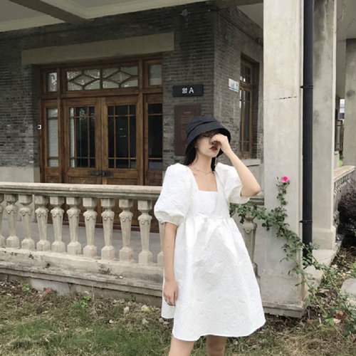 Mother and daughter matching set women's dress with hidden floral pattern U-neck floral princess dress summer new foreign trade children's clothing