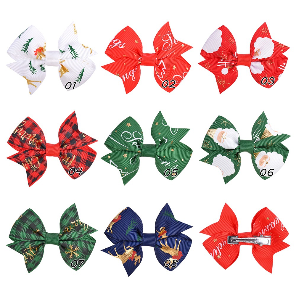 Cute Children's Hair Accessories Solid Color Ribbed Ribbon Bow Hairpin display picture 1