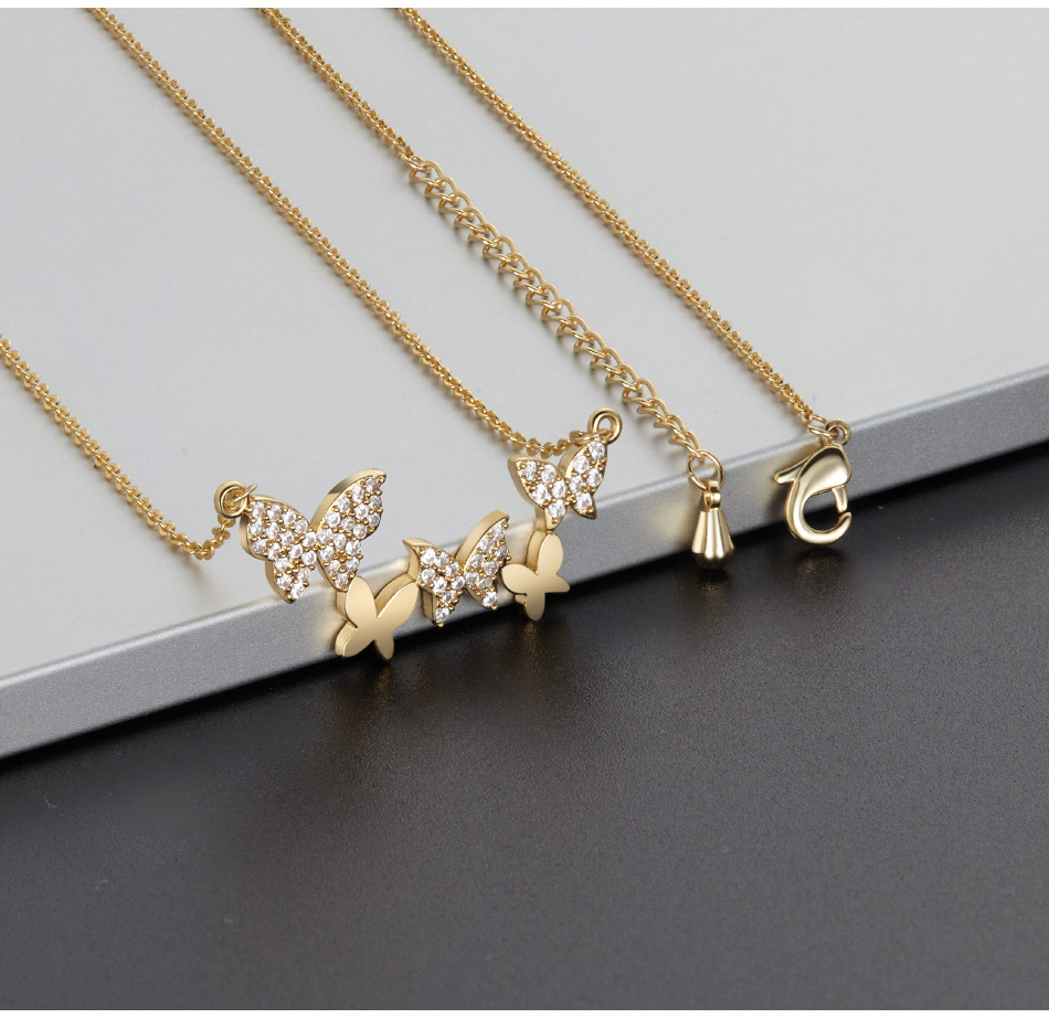 Butterfly Necklace Gold Zircon Collarbone Necklace