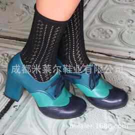 女圆头人造PU欧美女式时装单鞋后拉链玛丽珍鞋增高高跟女鞋