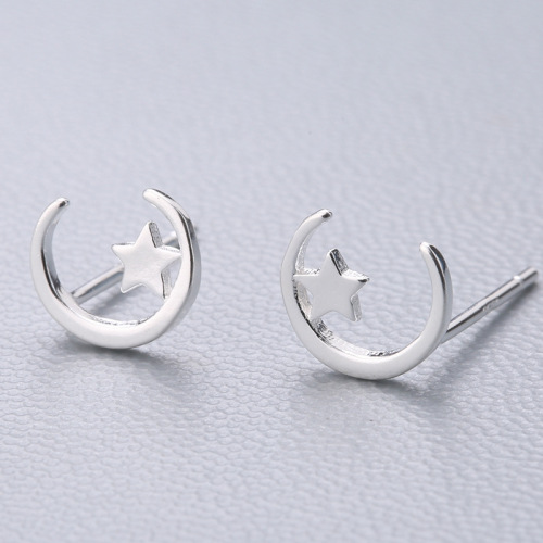 Collection 30 S999 Pure Silver Ear Stick Silver Earrings Korean Version Ball Star Small Earrings Women's Ear Holes Earrings