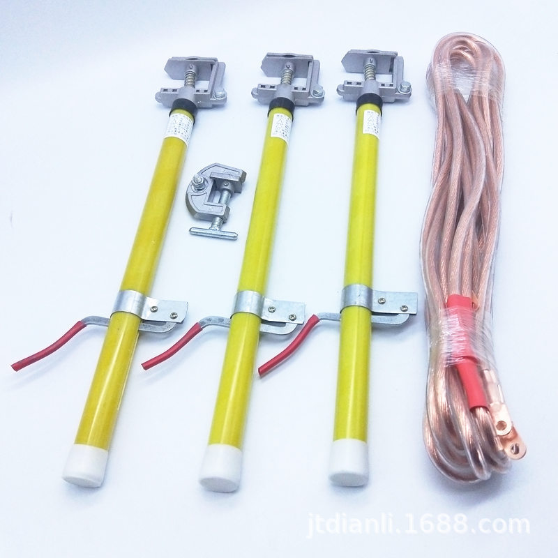 户内铝头平口弹簧压紧式高压接地棒 接地线JT-2505T 10KV25平方线