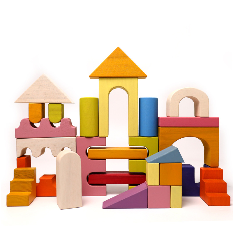 Bloques de construcción Arco Iris bloques de construcción grandes de madera bebé inteligencia educación temprana Torre juguetes para niños regalos de cumpleaños