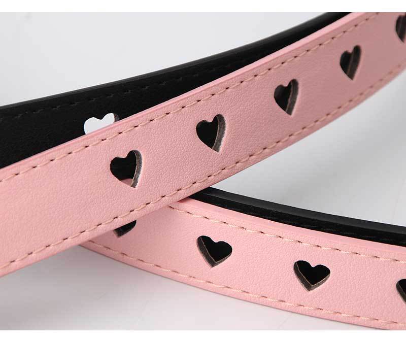 63g Weight Alloy Material Heart, Solid Color Pattern Women'S Gender Basic Style Khaki, Coffee, White, Pink, Red, Green, Camel, Black Color Simple Wild Love Hollow Belt Ladies Pin Buckle Jeans Belt Wholesale 17
