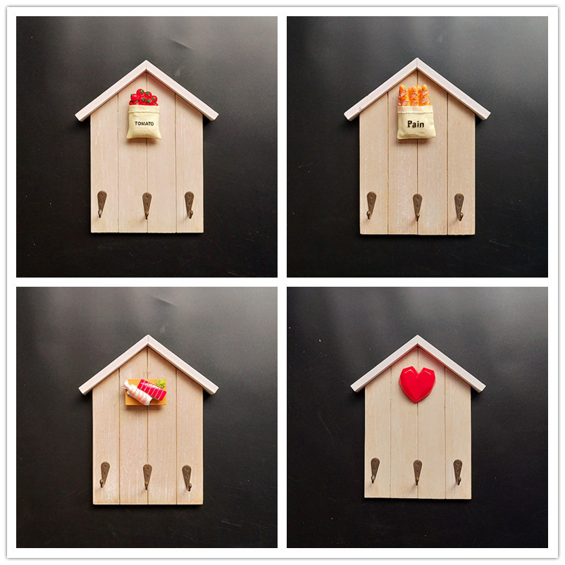 欧式餐厅钥匙钩玄关房子木质钥匙盒衣帽挂钩创意家居装饰壁挂壁