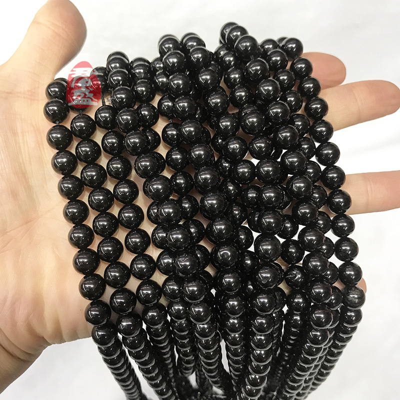 Natural secondary graphite loose beads shungite Russian raw ore round bead bracelet diy jewelry accessories cross-border wholesale