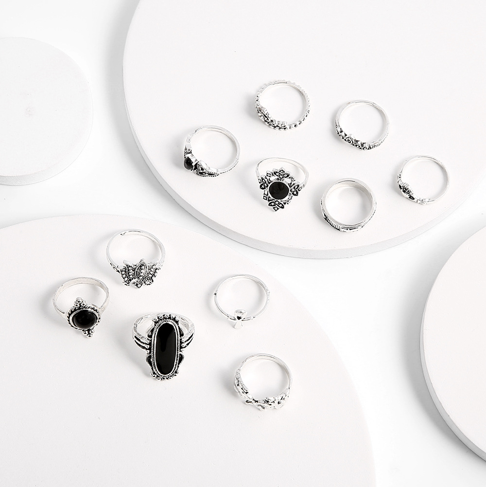 Plating Design Fashion Geometric Alloy Plating Artificial Gemstones Women'S Ring Sets