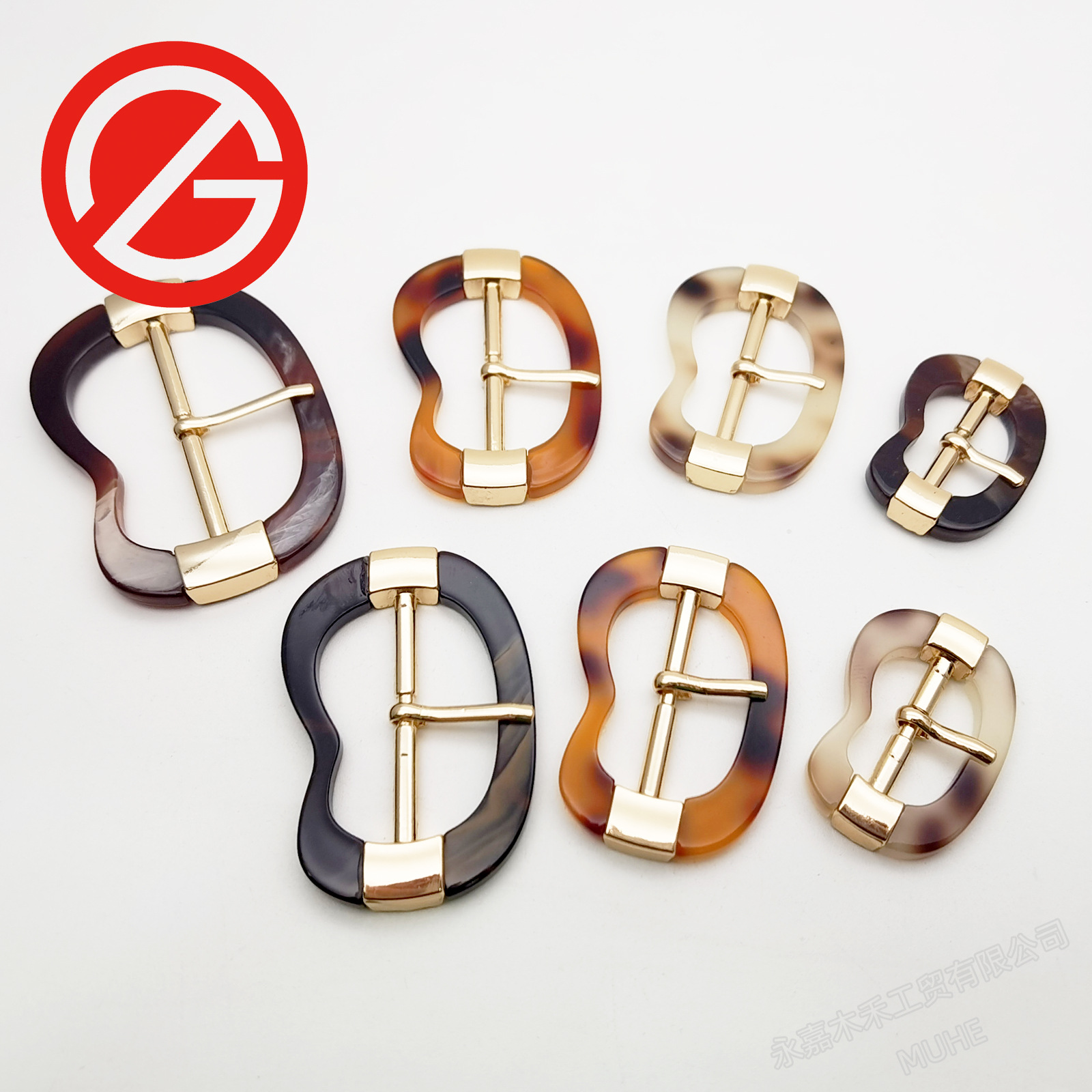 YJ013醋酸金属琥珀蝶形日字扣三挡腰扣大衣风衣腰带扣子 厂家直供