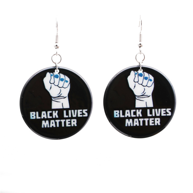 Acrylic Black Lives Matter I Can't Breathe Earrings display picture 4