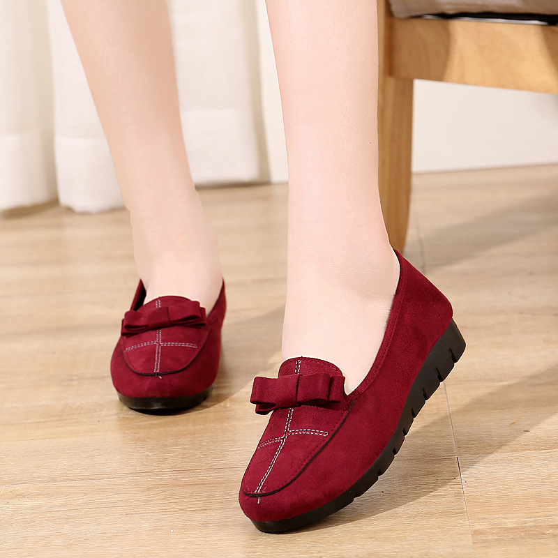 媽媽鞋軟底防滑耐磨豆豆鞋老北京布鞋女單鞋跨境女鞋壹件代發