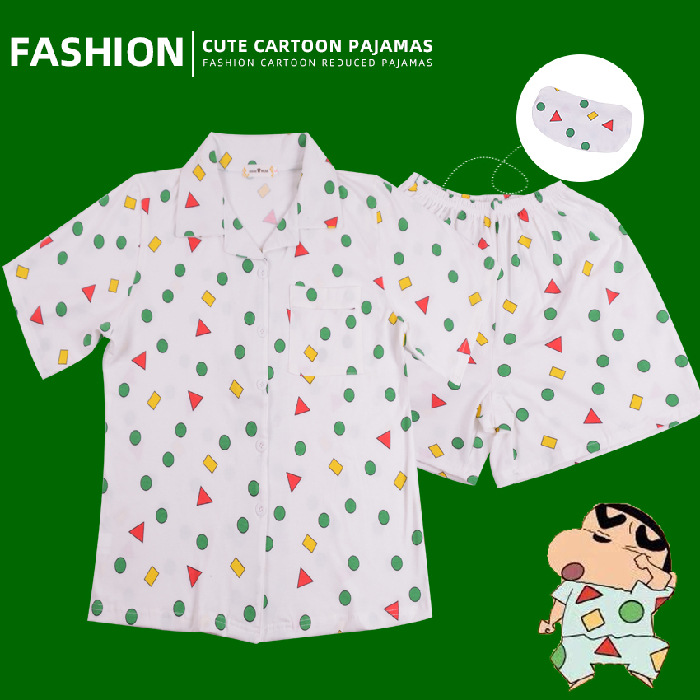 solar system summer Crayon Shin Chan Same item Cardigan pajamas Geometry pattern Short sleeved shorts Home service package