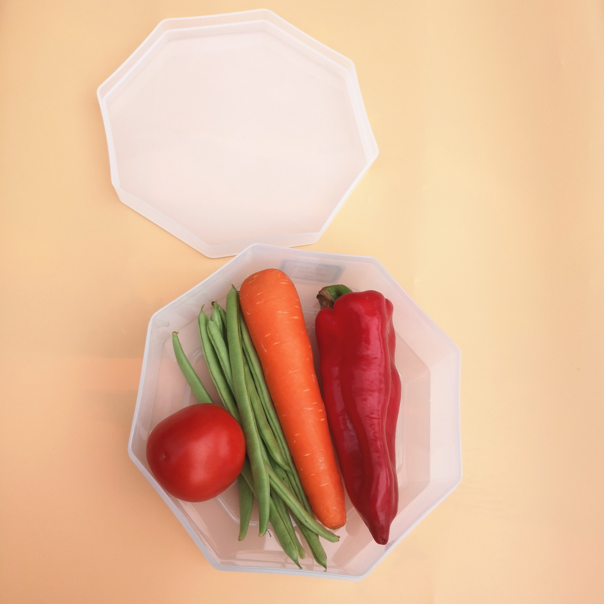 创意款八角沥水盒茶桶保鲜盒纯色ins风迷你便携食品包装密封盒