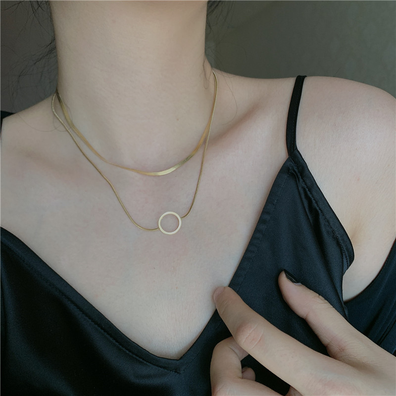 Fashion Titanium Steel Niche Short Double Simple Minimalist Clavicle Chain Necklace For Women display picture 4