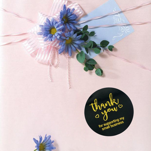 Wholesale Amazon Roll Dyed Gold Foil Thank You No Adhesive Sticker Label No Adhesive 1.5 Inch 