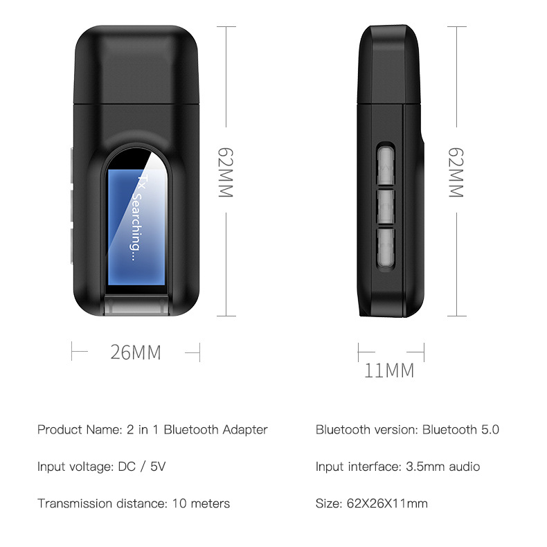 Récepteur Emetteur Bluetooth 5.0 écran LCD 2 en 1 - Ref 3431097 Image 4