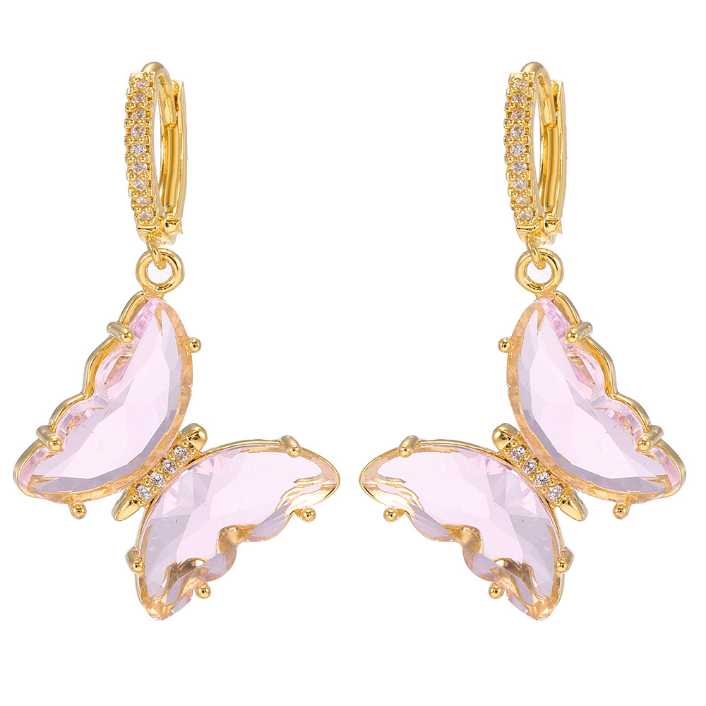 Wholesale Jewelry Glass Crystal Butterfly Pendant Earrings Nihaojewelry display picture 10