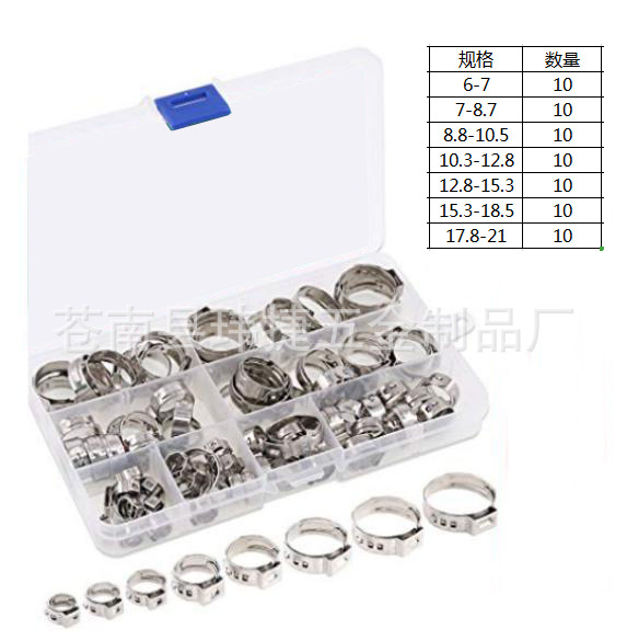 Cruz-frontera dedicado 130 unids caja de acero inoxidable 304 sola oreja no polar abrazadera de manguera abrazadera de tubo abrazadera traje