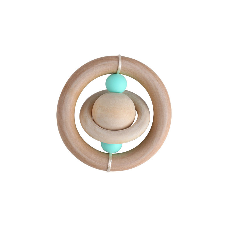 Bebé de madera mano ejercicio agarre juguete teether creativo planeta juguete bebé teether palo de juguete teether