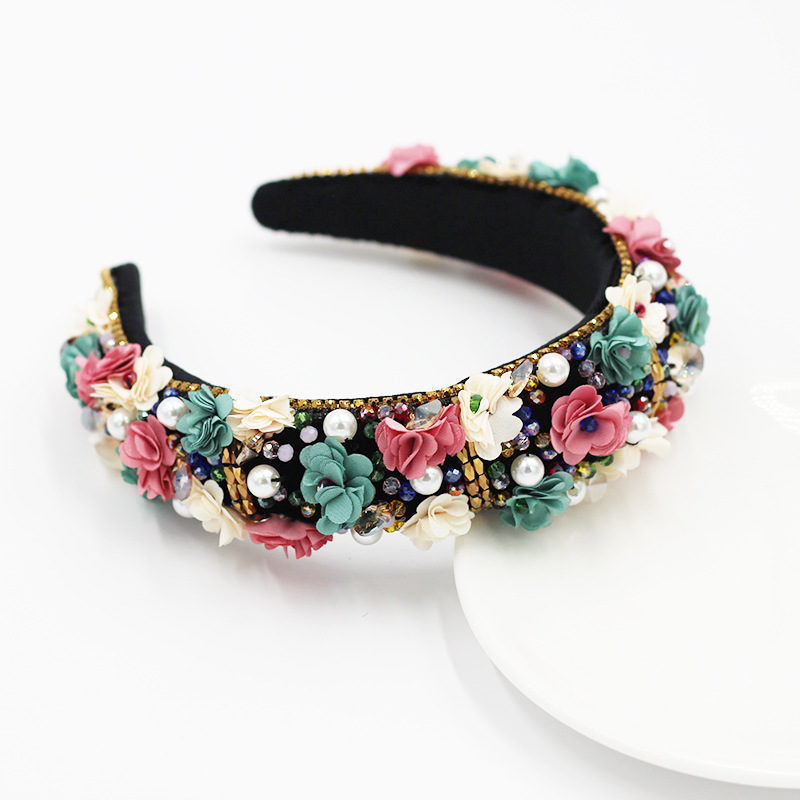 New fashion flower diamond headband dance party bride hair accessories for ladies elegant headbandpicture1