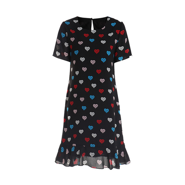 Summer style contrast retro love Printed Dress