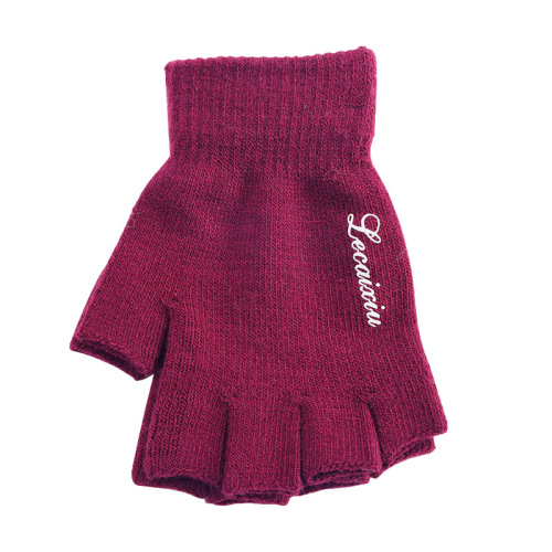 Anti-slip half-finger gloves for men and women in autumn and winter thin knitted wool student writing fingerless half-finger cycling gloves