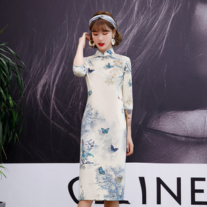 Chinese Dresses Qipao for women robe chinoise cheongsam Suede cheongsam
