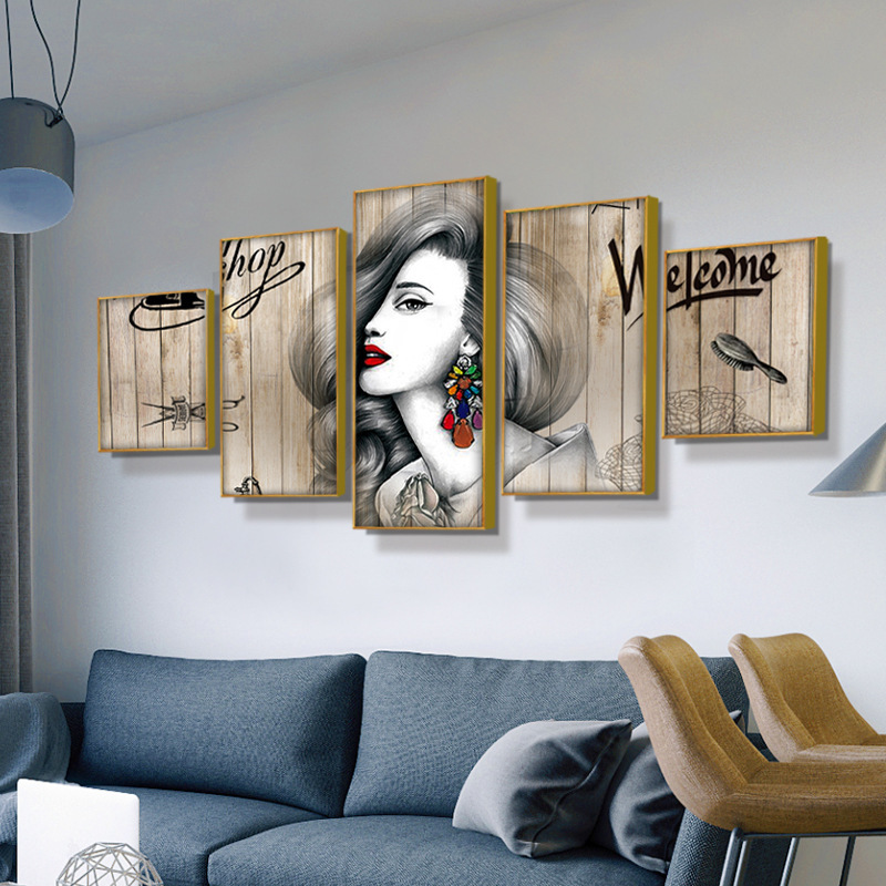 Hair Salon Decorative Painting Beauty Salon Clothing Store Mural Nordic Beauty Hanging Painting Corridor Aisle Character Wall Painting Customization